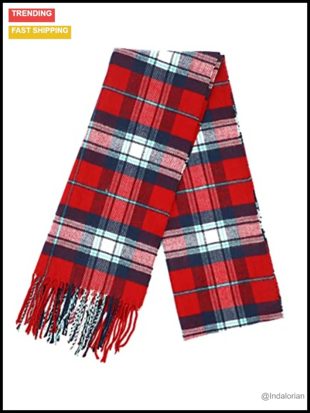 Soft Cashmere Feel Plaid Scarf - Lightweight Winter Cold Weather Wrap